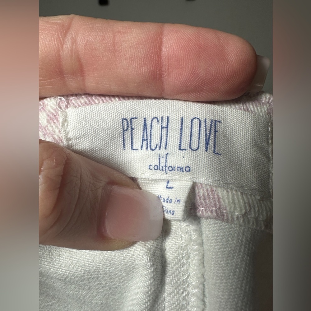 Peach Love The Ellen Bell Bottom FIare Ivory Lilac Snake Print Pants Large - Picture 7 of 8